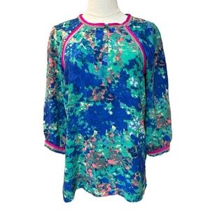 EUC - Parker 100% Silk Blouse - Watercolor - medium